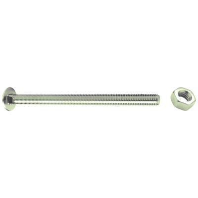 M6 X 100 Steel Cup Square Bolt C/W Nut DIN603/555 Zinc Clear